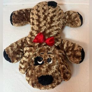 Cute Plush Toy Dog with Red Bow